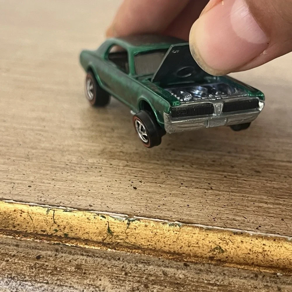 1968 Hot Wheels Redline Custom Cougar Spectraflame Green USA w/ Button Read!